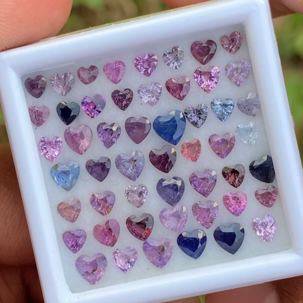 Unheated Sapphire Hearts Multicolor Loose Gem Parcel of 11.05 Ct / 63 Natural Gemstones For Fine Jewelry