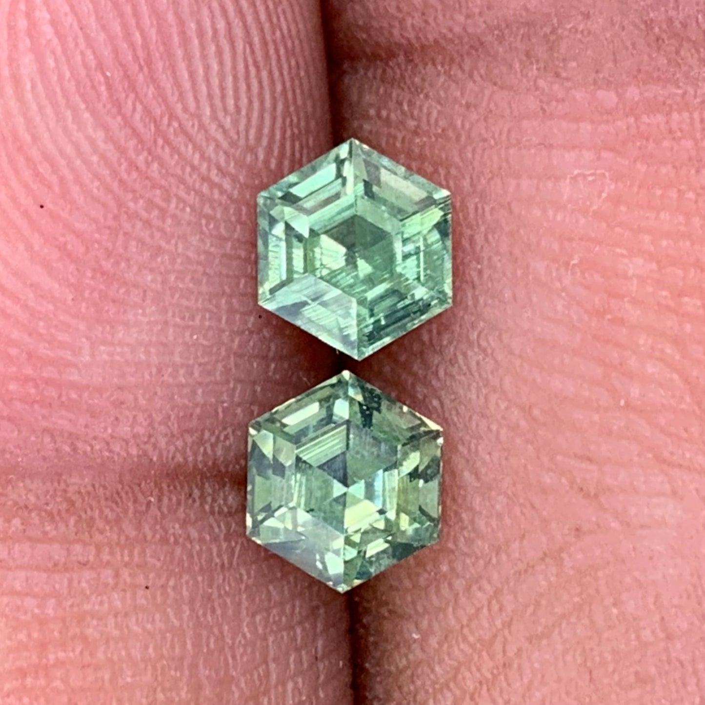 Natural Green Zircon Step Cut 5.5 mm Hexagon Pair 1.62 Ct Natural Loose Gemstones for Earrings