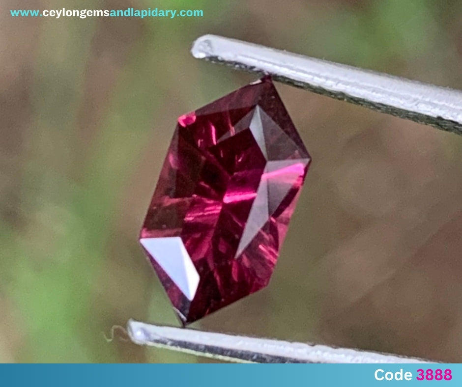 ✨ Red Garnet Concave Cut / Fantasy Cut Elongated Hexagon 0.90 Ct Natural Loose Gemstone 💎