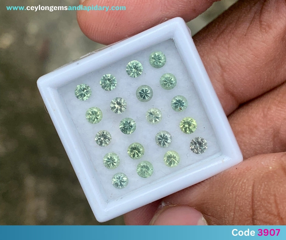 Green Sapphire - 2.9 mm Rounds, 2.41 Ct Loose Gemstone Parcel (20 Stones) 💎