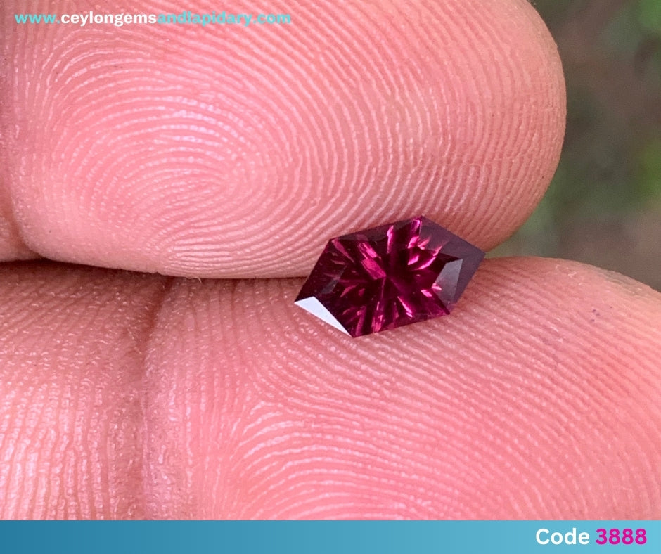 ✨ Red Garnet Concave Cut / Fantasy Cut Elongated Hexagon 0.90 Ct Natural Loose Gemstone 💎