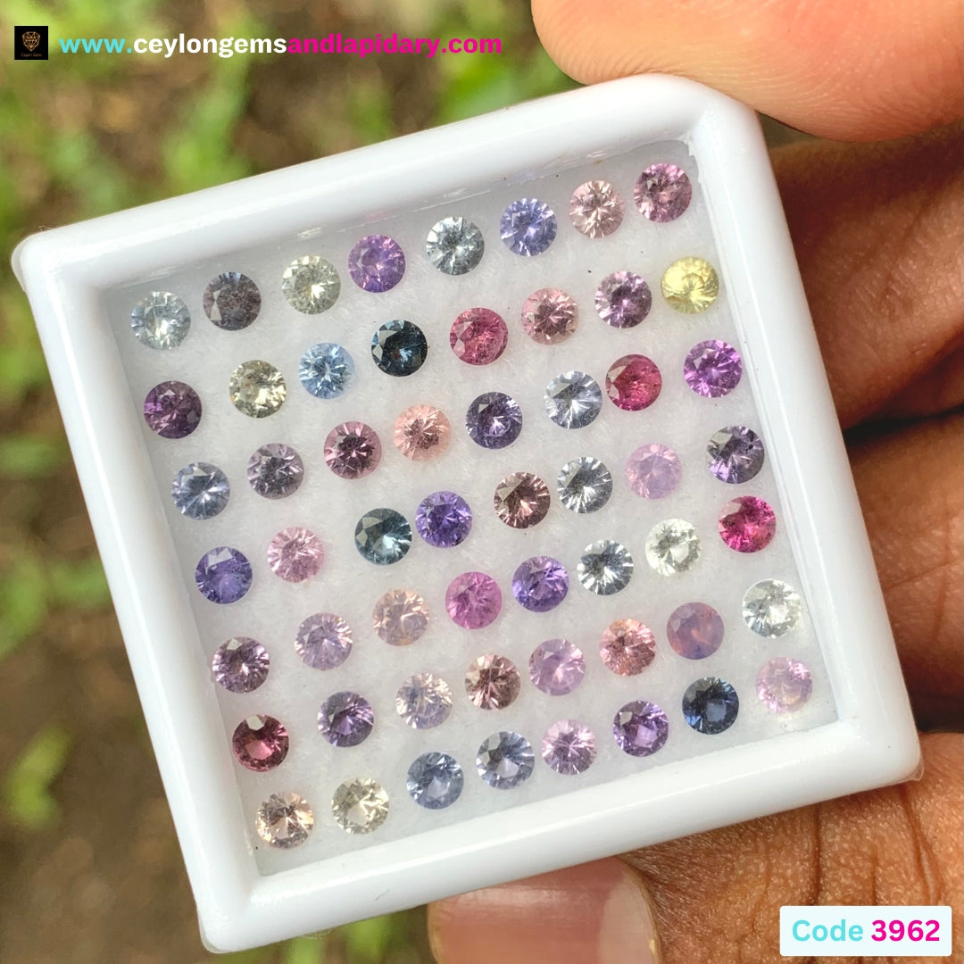 Unheated Sapphire 3 mm Rounds 7.14 Ct Multicolor Loose Gemstone Parcel of 56 Stones 💎✨