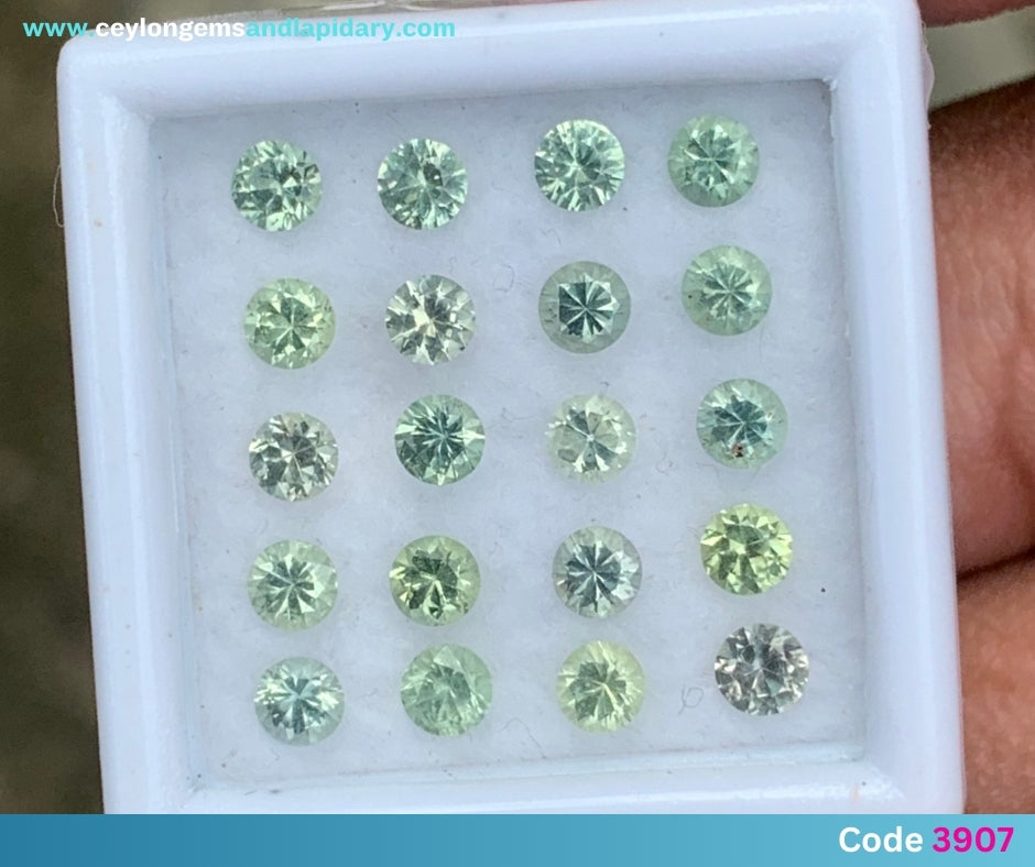 Green Sapphire - 2.9 mm Rounds, 2.41 Ct Loose Gemstone Parcel (20 Stones) 💎