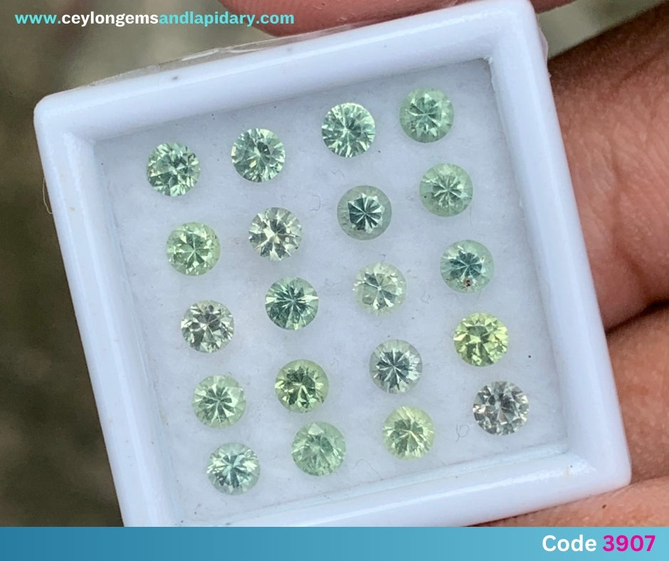 Green Sapphire - 2.9 mm Rounds, 2.41 Ct Loose Gemstone Parcel (20 Stones) 💎
