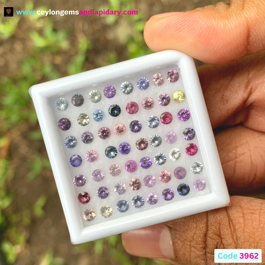 Unheated Sapphire 3 mm Rounds 7.14 Ct Multicolor Loose Gemstone Parcel of 56 Stones 💎✨