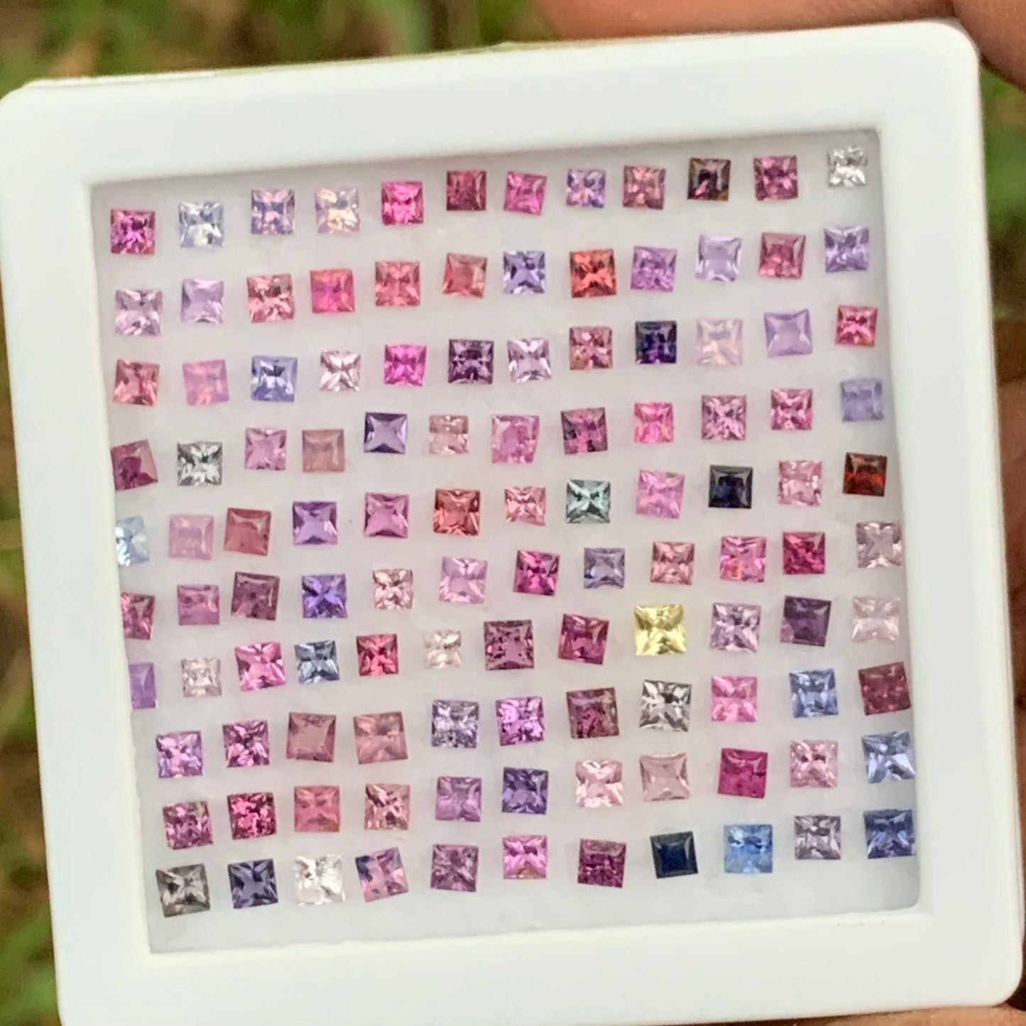 Unheated Sapphire Multicolor 2 - 2.5 mm Princess Cut Square 9.47 Ct / 117 Natural Loose Gemstone Parcel from Sri Lanka