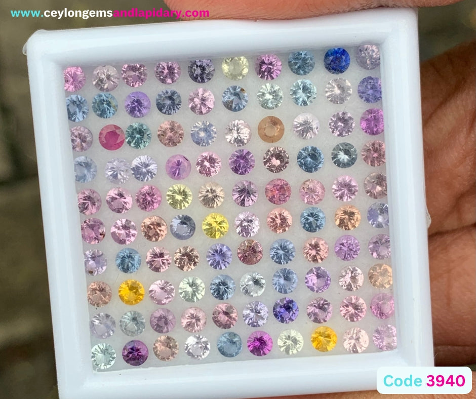 Unheated Sapphire 2.7 mm Rounds 9.68 Ct Multicolor Loose Gemstone Parcel of 100 Stones 💎