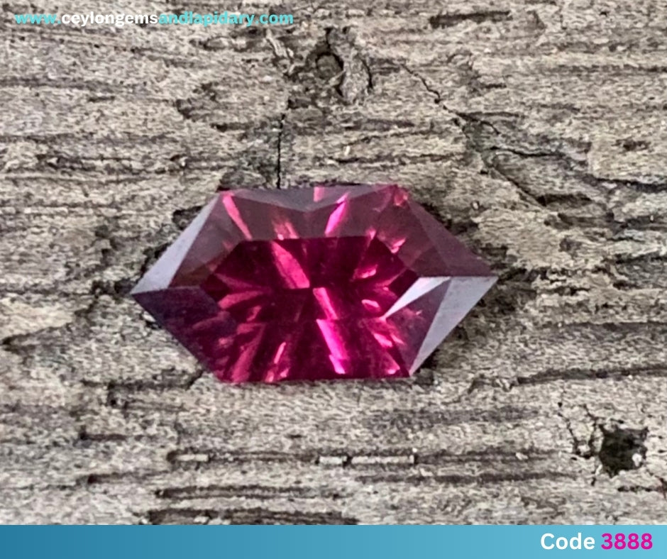 ✨ Red Garnet Concave Cut / Fantasy Cut Elongated Hexagon 0.90 Ct Natural Loose Gemstone 💎