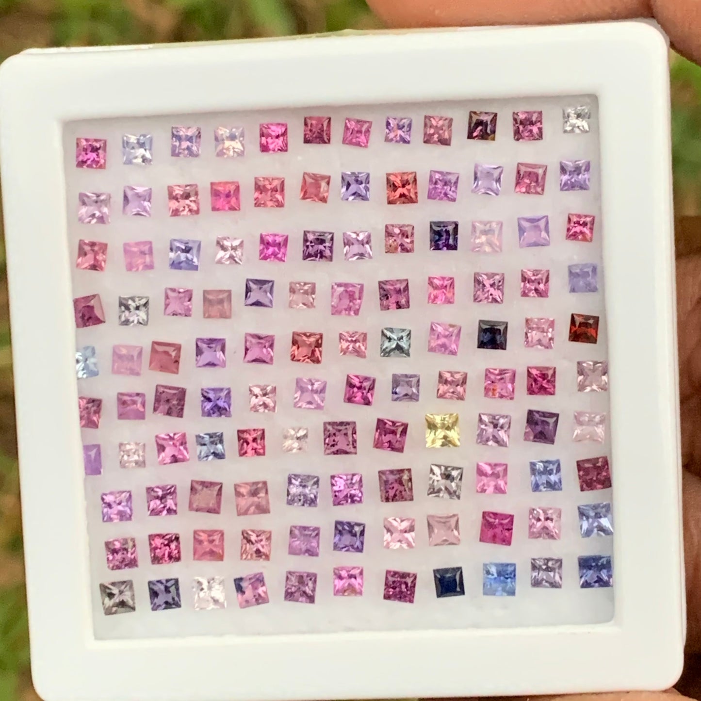 Unheated Sapphire Multicolor 2 - 2.5 mm Princess Cut Square 9.47 Ct / 117 Natural Loose Gemstone Parcel from Sri Lanka
