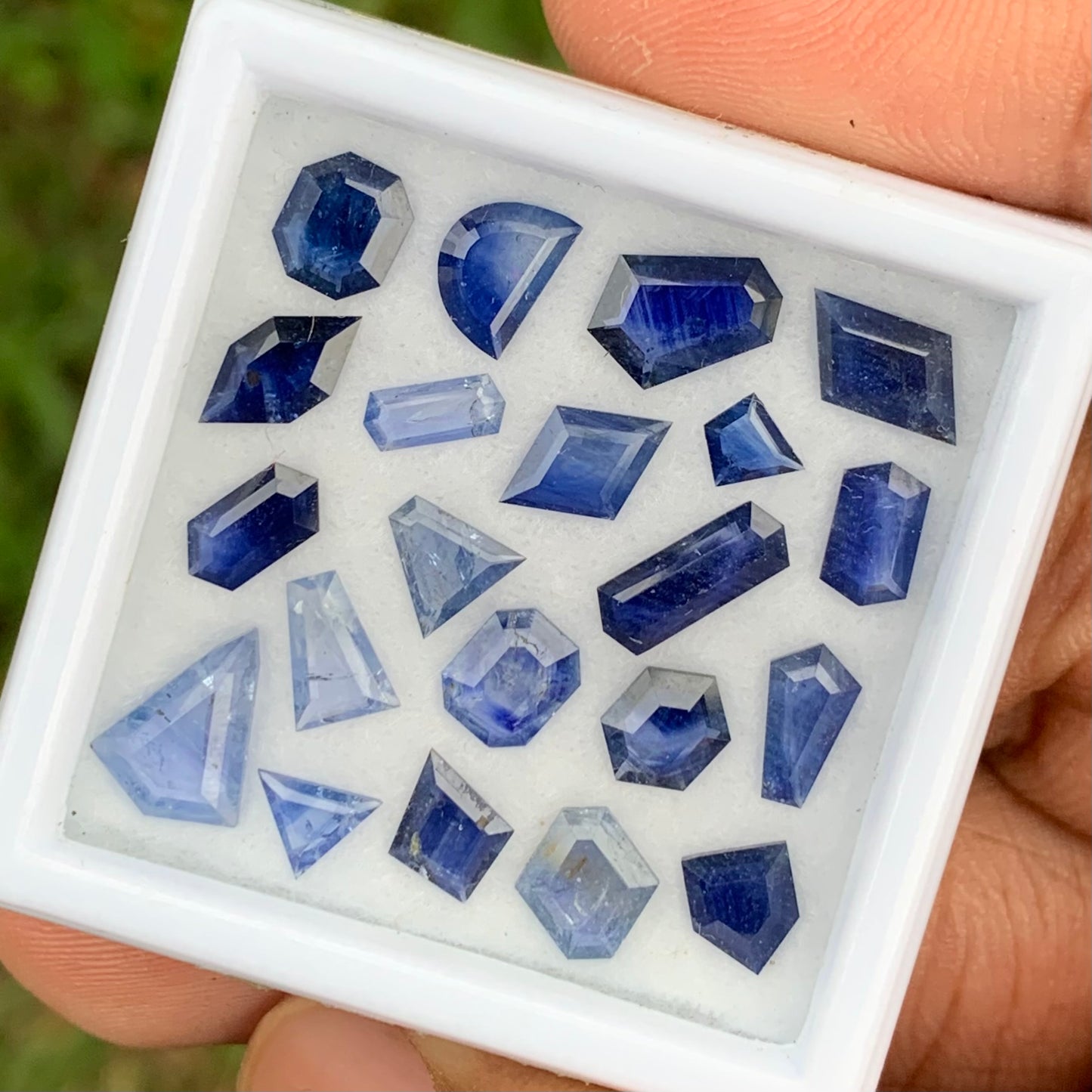 Blue Sapphire Portrait Cut Different Geometric Shape Tablets 10.90 Ct Loose Gemstone Parcel of 21 Stones