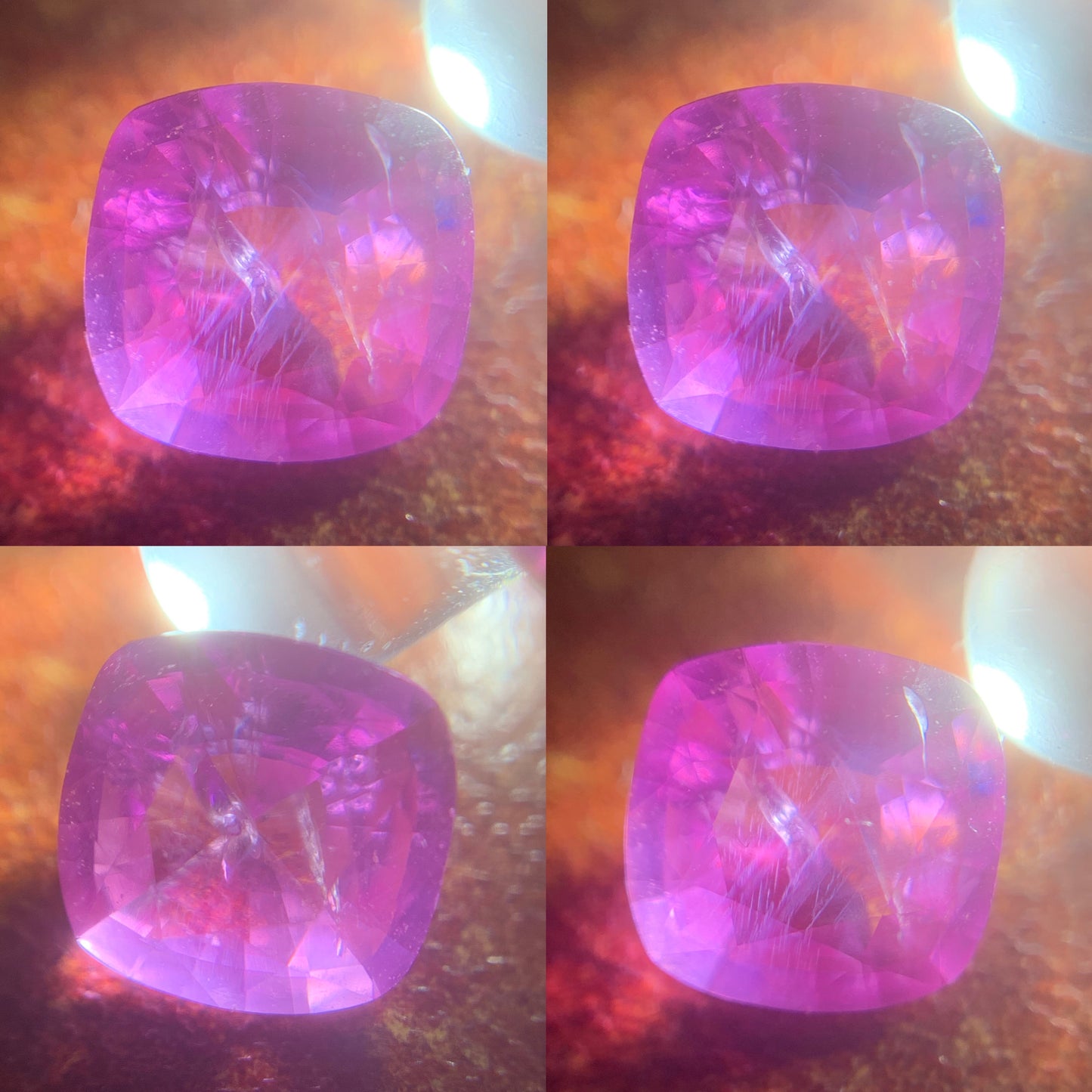 Purplish Pink Sapphire Cushion 0.63 Ct Heated Only Natural Loose Gemstone