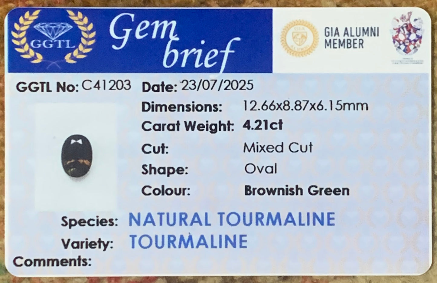 Brownish Green Tourmaline Oval 4.21 Ct Natural Certified Loose Gemstone For Jewelry Making 💎✨