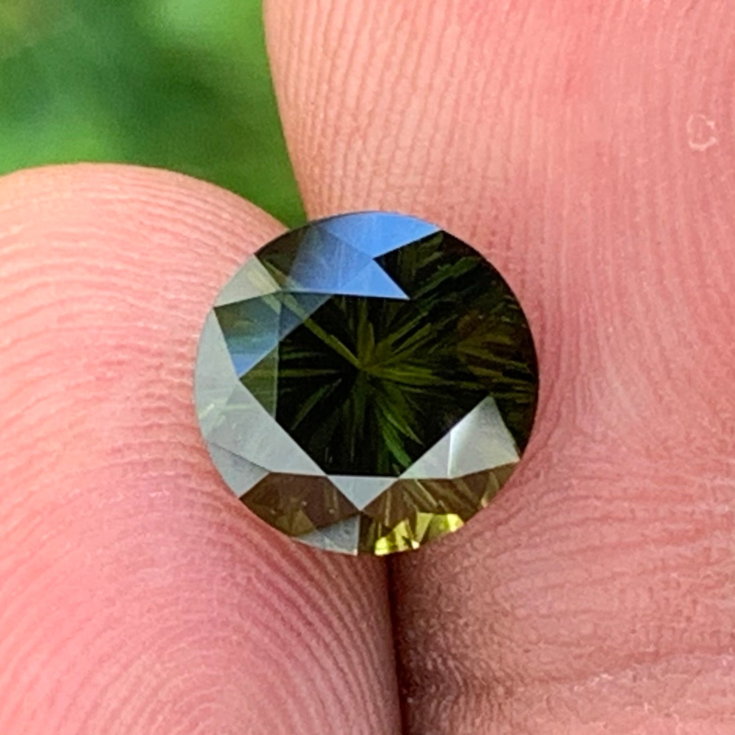 Green Zircon Round 2.84 Ct Concave Cut Natural Heated Only Loose Gemstone