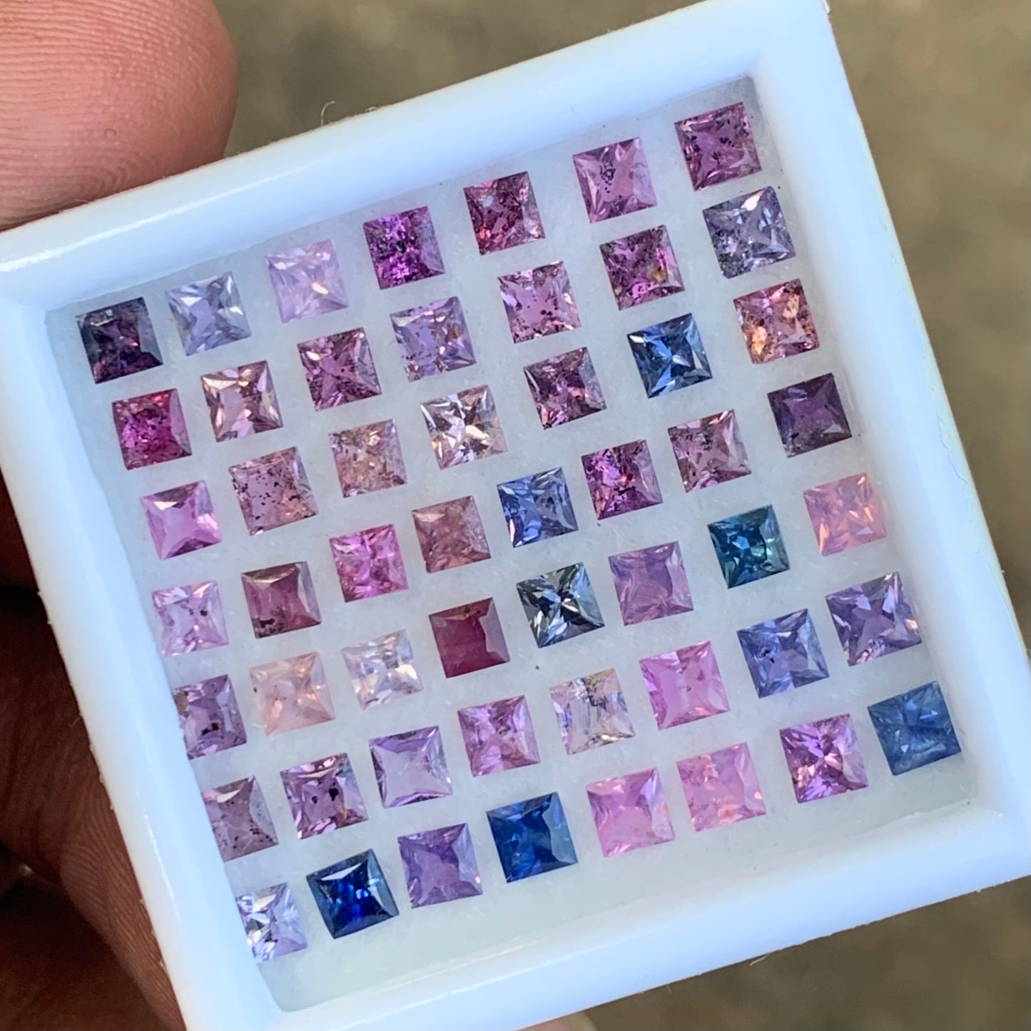 Unheated Sapphire Multicolor Princess Cut Square 9.08 Ct / 21 Natural Loose Gemstone Parcel from Sri Lanka