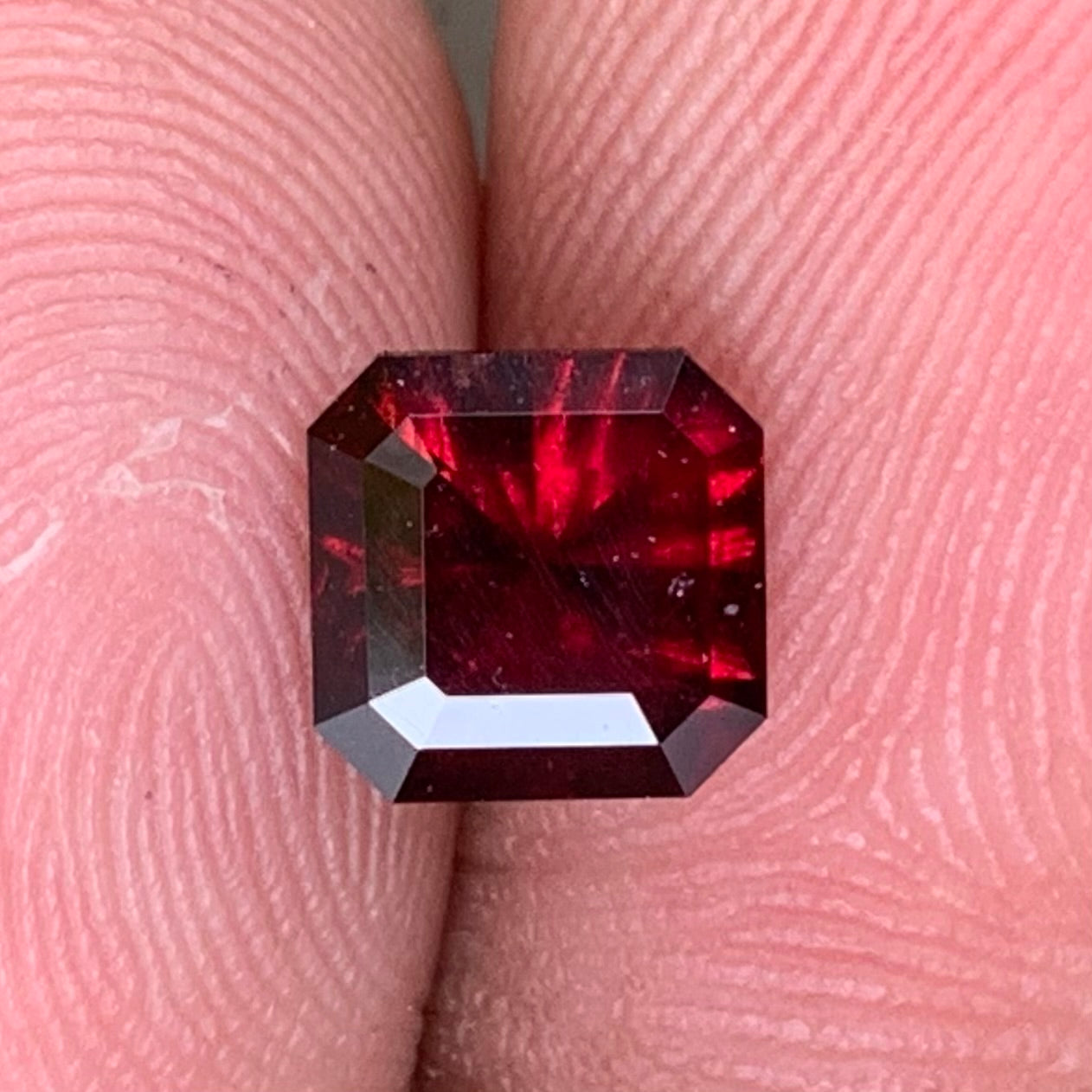 Deep Red Garnet Corner Cut Square 1.39 Ct Natural Loose Gemstone for Jewelry Making