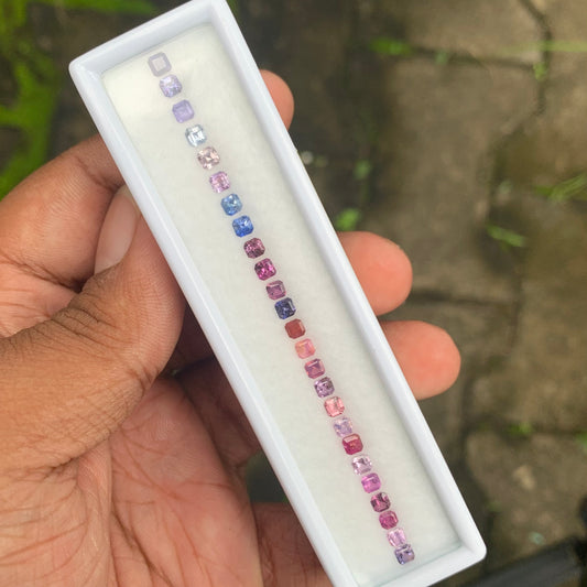 Unheated Sapphire 3 mm Corner Cut Squares for Tennis Bracelet 25 Calibrated Natural Earth Mined 4.58 Ct Multicolor Loose Gemstones Set 💎✨