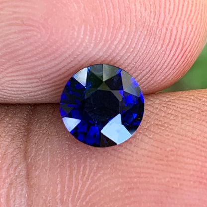 Blue Sapphire 6.7 mm Round Heated Only 1.35 Ct Natural Loose Gemstone for Jewelry Making