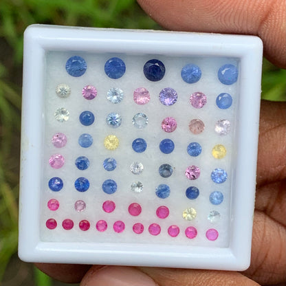Unheated Sapphire 1.8 mm - 3.6 mm Rounds 4.62 Ct Multicolor Loose Gemstone Parcel of 56 Stones