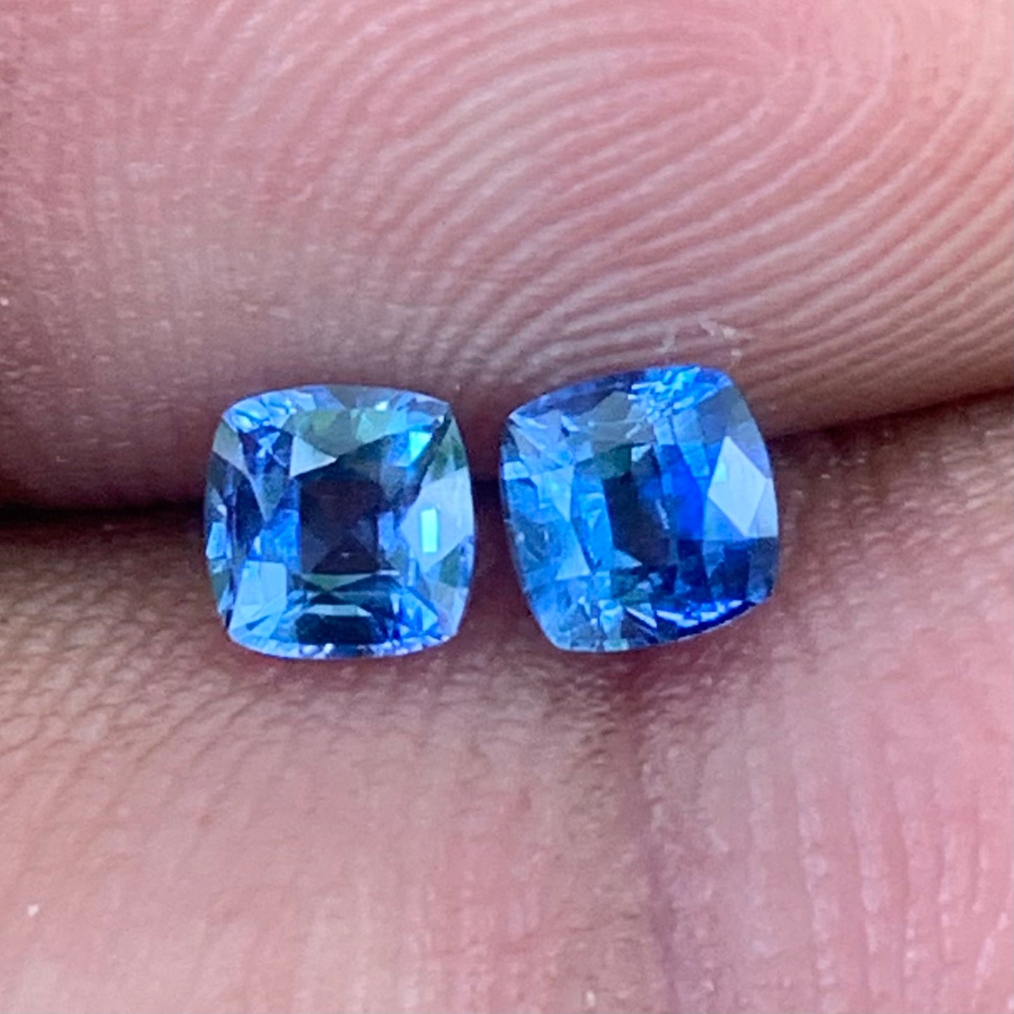 Blue Sapphire Cushion Pair 3.9 mm / 0.8 Ct Heated Only Natural Loose Gemstones for Earrings