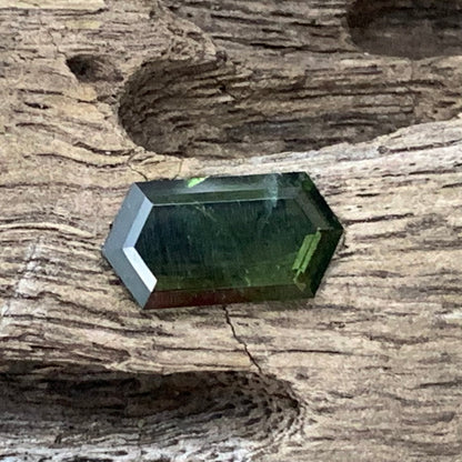 Portrait Cut Green Zircon Elongated Hexagon Tablet 2.1 Ct Natural Loose Gemstone For Jewelry