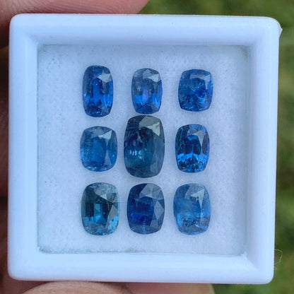 Blue Sapphire Rectangular Cushion Natural Heated 4.67 Ct Loose Gemstone Parcel 9 Stones