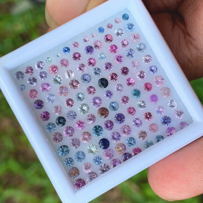 Unheated Sapphire 1 mm - 2.6 mm Rounds 4.4 Ct Multicolor Loose Gemstone Parcel of 114 Stones