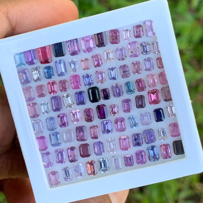 Unheated Sapphire Emerald Cut Loose Gem Parcel of 22.10 Ct / 91 Multicolor Natural Gemstones For Fine Jewelry