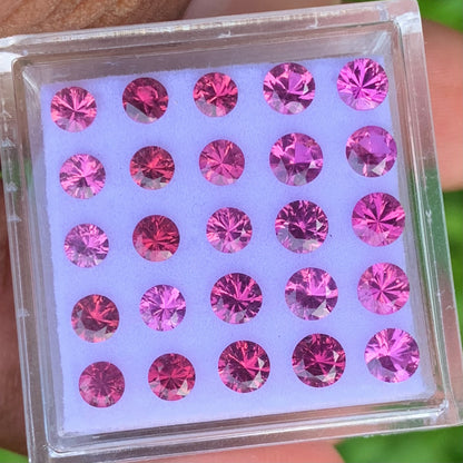 Red Garnet 3 - 3.5 mm Fantasy Concave Cut Rounds 4.50 Ct / 25 Stones Parcel of Natural Loose Gemstones From Sri Lanka