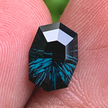 Teal Blue Spinel Concave Fantasy Cut 2 Ct Modified Cushion Natural Loose Gemstone