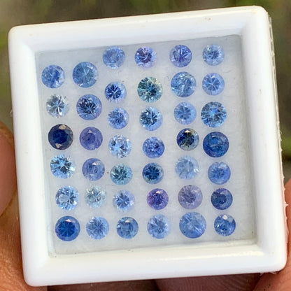 Blue Sapphire 2.3 - 2.7 mm Rounds 3.06 Ct Loose Gemstone Parcel of 40 Stones