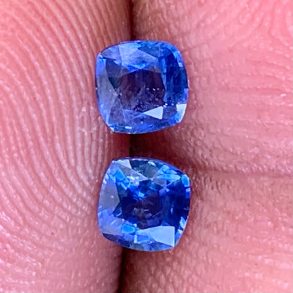 Blue Sapphire Cushion Pair 3.9 mm / 0.63 Ct Heated Only Natural Loose Gemstones for Earrings