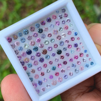 Unheated Sapphire 1 mm - 2.6 mm Rounds 4.4 Ct Multicolor Loose Gemstone Parcel of 114 Stones