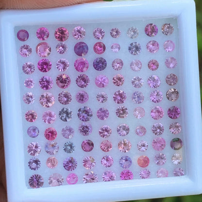 Unheated Pink &  Purple 2.1 - 3 mm Sapphire Rounds 5.90 Ct Loose Gemstone Parcel of 90 Stones