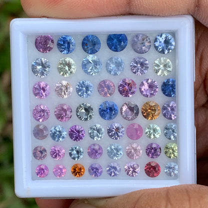 Natural Sapphire 3 - 4.5 mm Rounds 12.88 Ct / 50 Multicolor Loose Gemstone Parcel from Sri Lanka