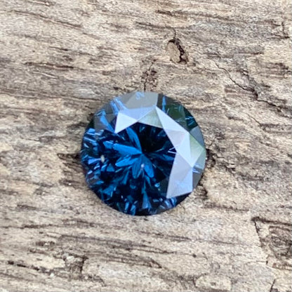 Teal Blue Spinel Fantasy / Concave Cut 6.1 mm Round 0.97 Ct Natural Loose Gemstone