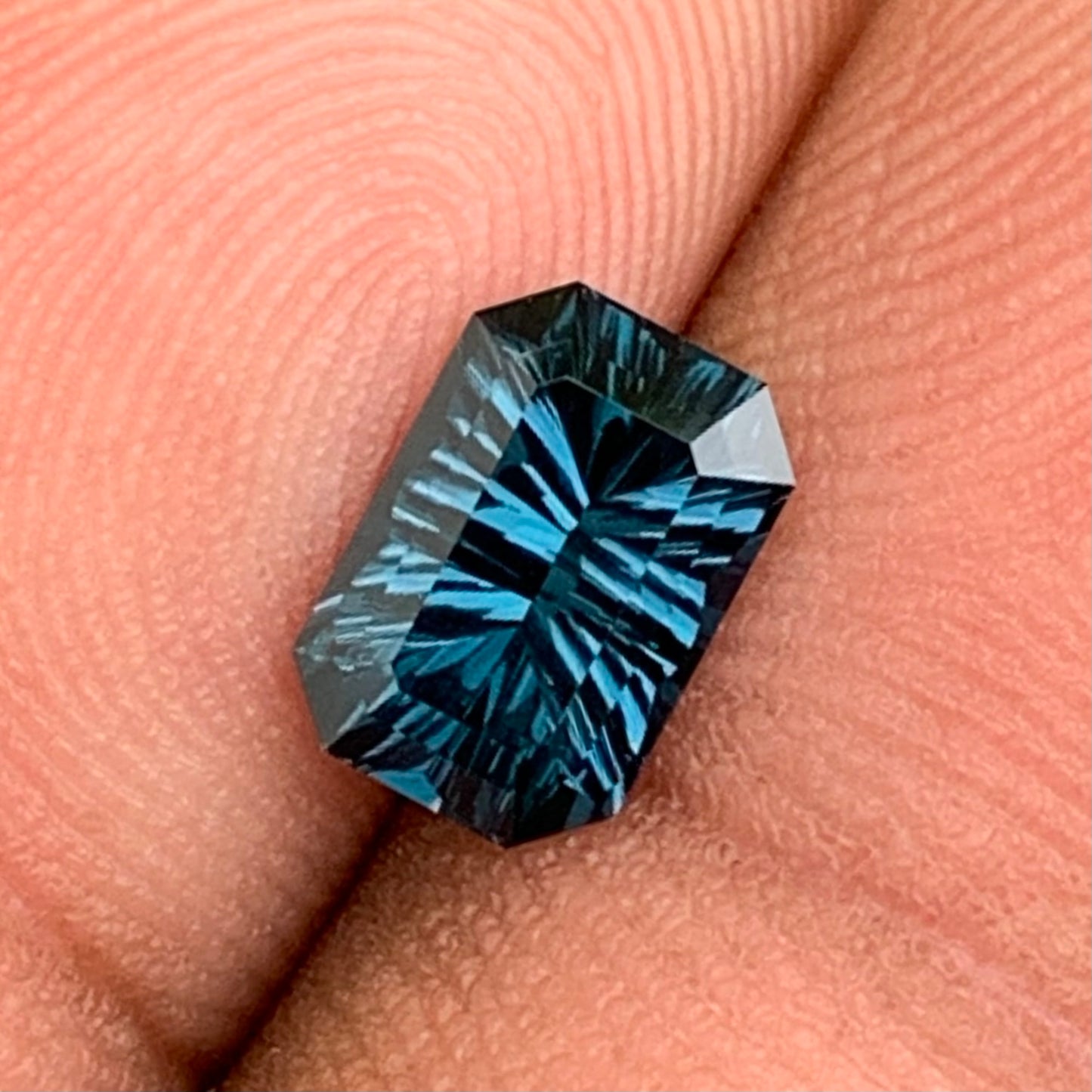 Deep Teal Blue Spinel Concave Cut Octagon 1.40 Ct Natural Loose Gemstone from Sri Lanka