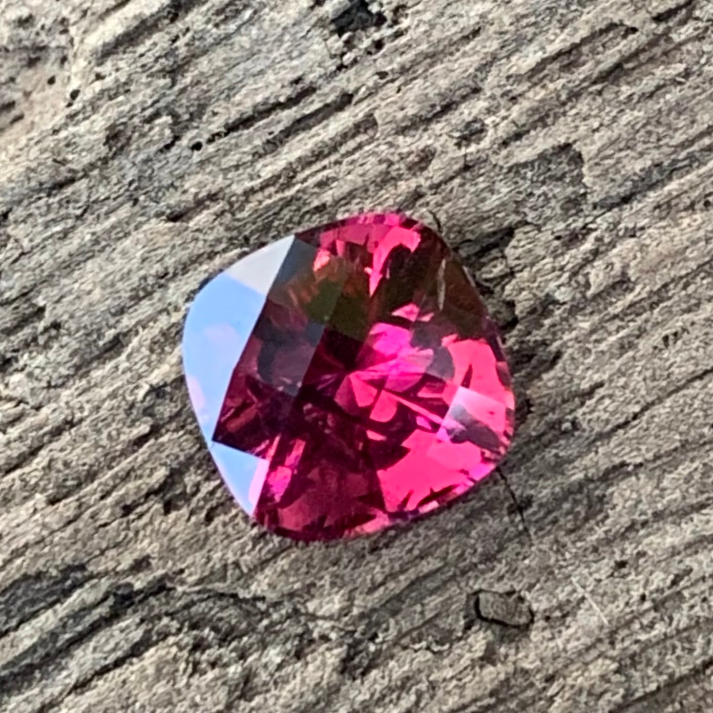 Red Garnet Fantasy Cut / Concave Cut Cushion With Checkerboard Top 1.08 Ct Natural Loose Gemstone For Jewelry Making