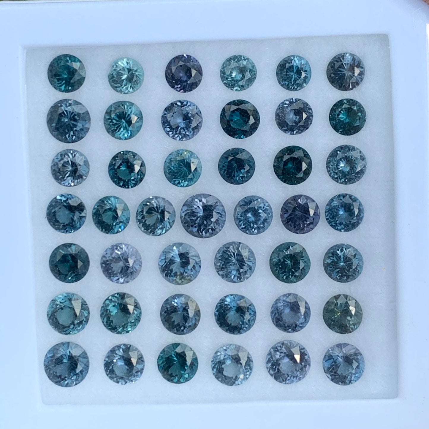Teal Blue Spinel Round Loose Gem Parcel of 18.75 Ct / 43 Natural Gemstones