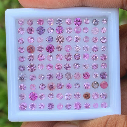 Unheated Pink & Purple 1.8 - 3.1 mm Sapphire Rounds 6 Ct Loose Gemstone Parcel of 100 Stones