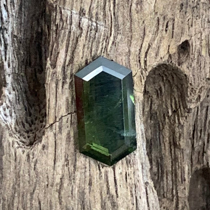 Portrait Cut Green Zircon Elongated Hexagon Tablet 2.1 Ct Natural Loose Gemstone For Jewelry
