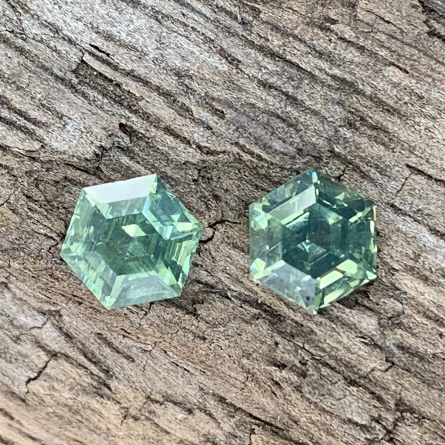 Natural Green Zircon Step Cut 5.5 mm Hexagon Pair 1.62 Ct Natural Loose Gemstones for Earrings