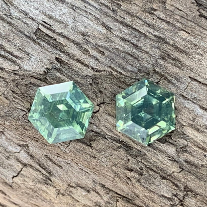 Natural Green Zircon Step Cut 5.5 mm Hexagon Pair 1.62 Ct Natural Loose Gemstones for Earrings
