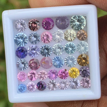 Unheated Sapphire 2.5 - 4.5 mm Rounds 6.75 Ct Multicolor Loose Gemstone Parcel of 37 Stones