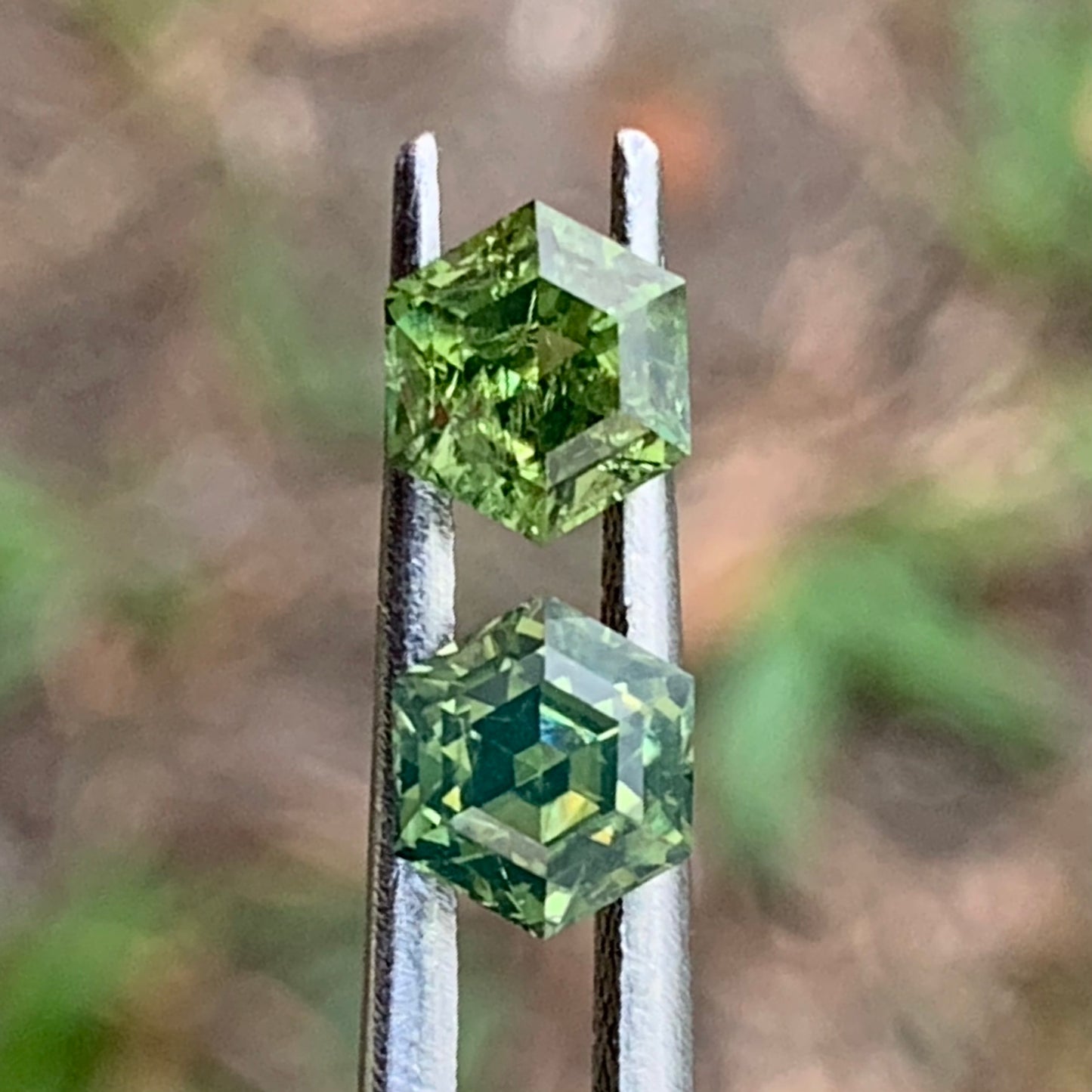 Natural Green Zircon Step Cut 6 mm Hexagon Almost A Pair 2 Ct Natural Loose Gemstones from Sri Lanka