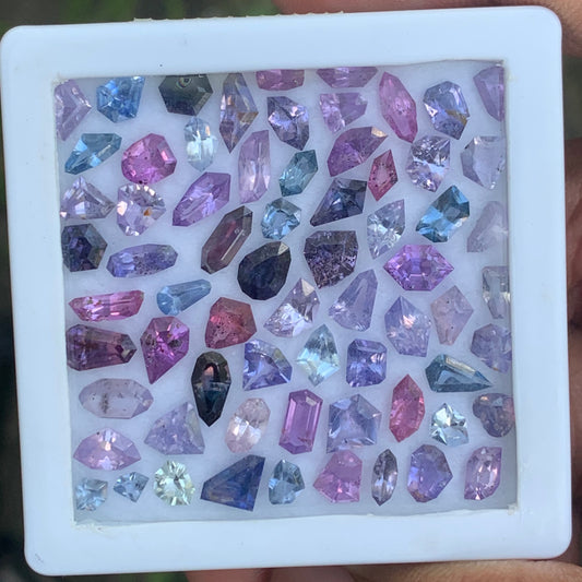 Unheated Sapphire Fancy Geometric Shape Multicolor Natural Loose Gemstone Parcel 23.93 Ct / 68 Gemstones From Sri Lanka