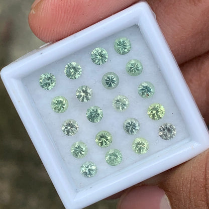 Green Sapphire 2.9 mm Rounds 2.41 Ct Loose Gemstone Parcel of 20 Stones