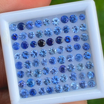 Blue Sapphire 1.7 - 2.6 mm Rounds 3.80 Ct Loose Gemstone Parcel of 72 Stones