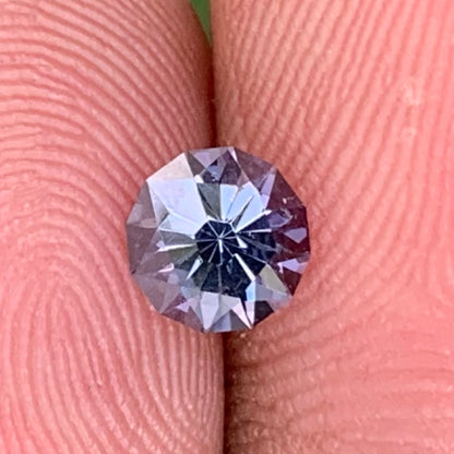 Spinel Polygonal Flower Cut Dark Grey Round 5.2 mm / 0.64 Ct Natural Loose Gemstone For Jewelry