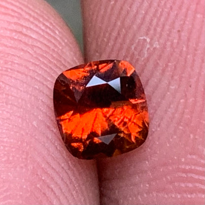 Orange Hessonite Garnet Cushion 0.69 Ct Loose Gemstone For Contemporary Jewelry
