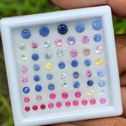Unheated Sapphire 1.8 mm - 3.6 mm Rounds 4.62 Ct Multicolor Loose Gemstone Parcel of 56 Stones
